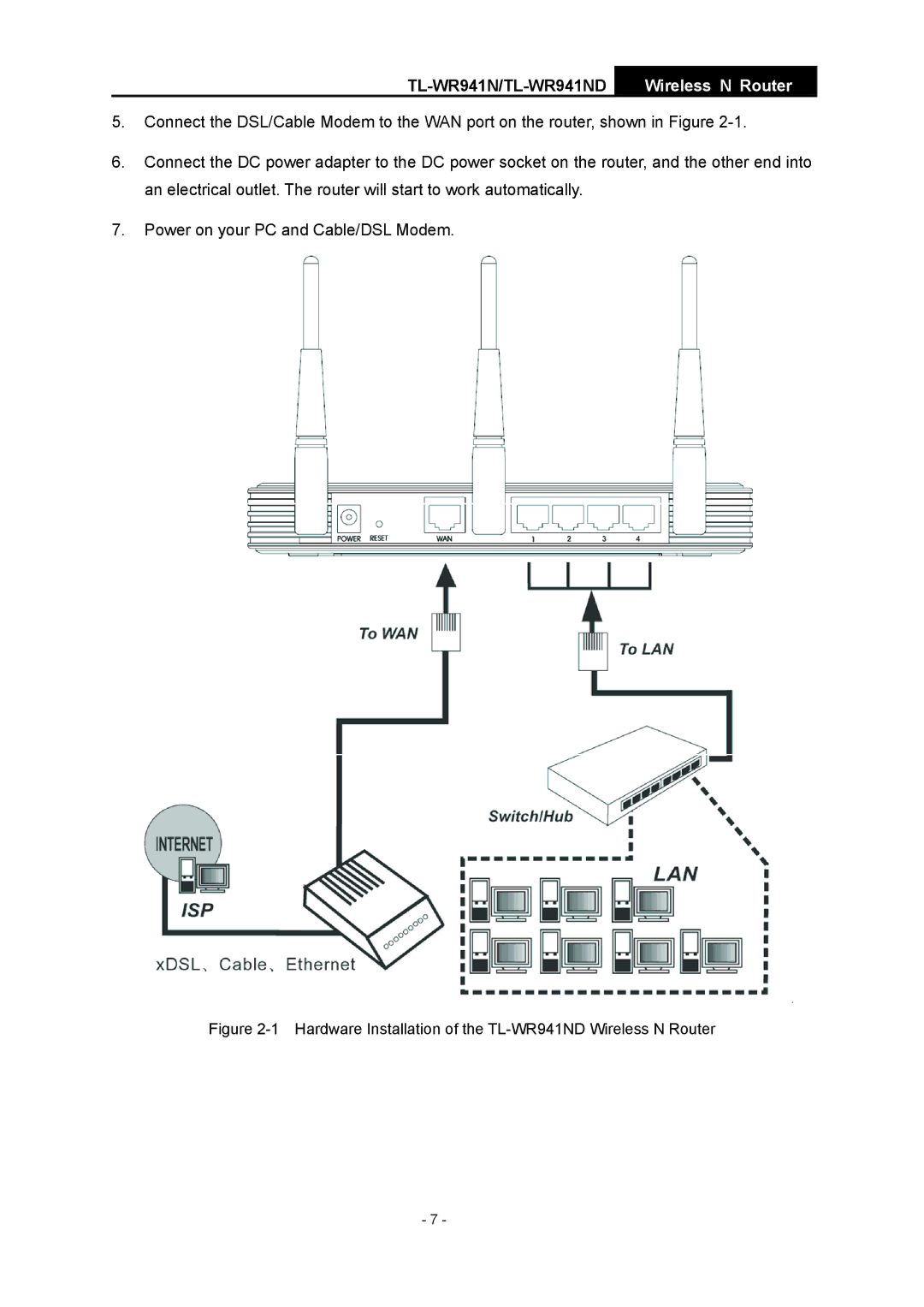 TP-Link manual Hardware Installation of the TL-WR941ND Wireless N Router 