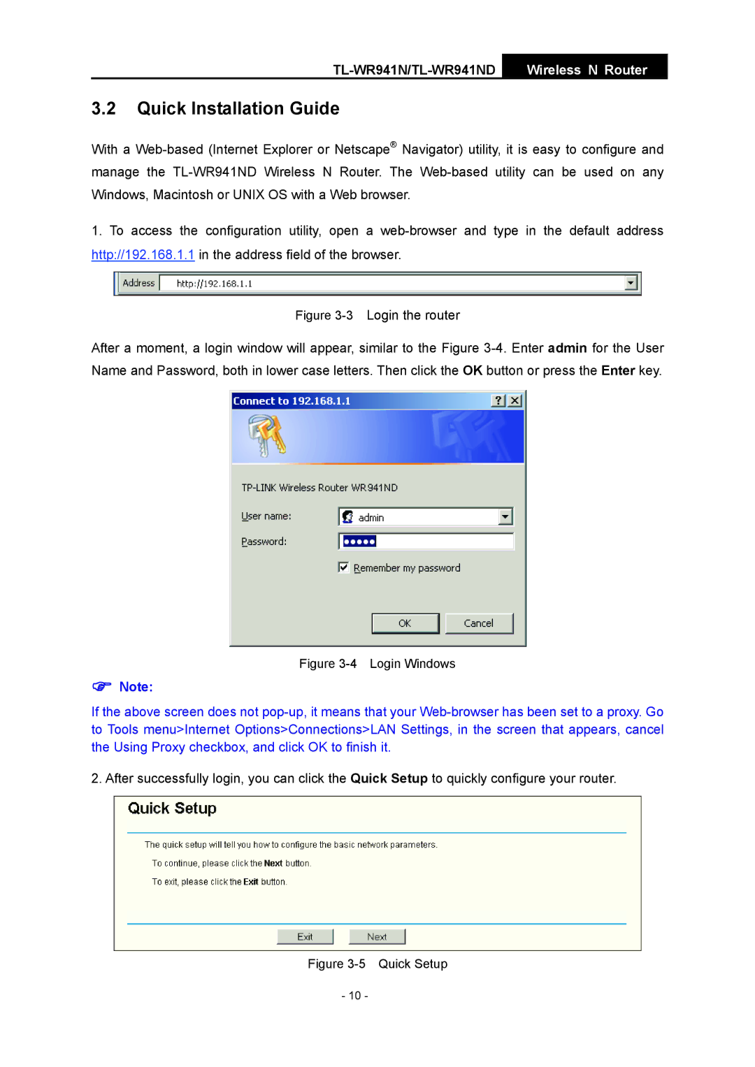 TP-Link TL-WR941ND manual Quick Installation Guide, 3Login the router 