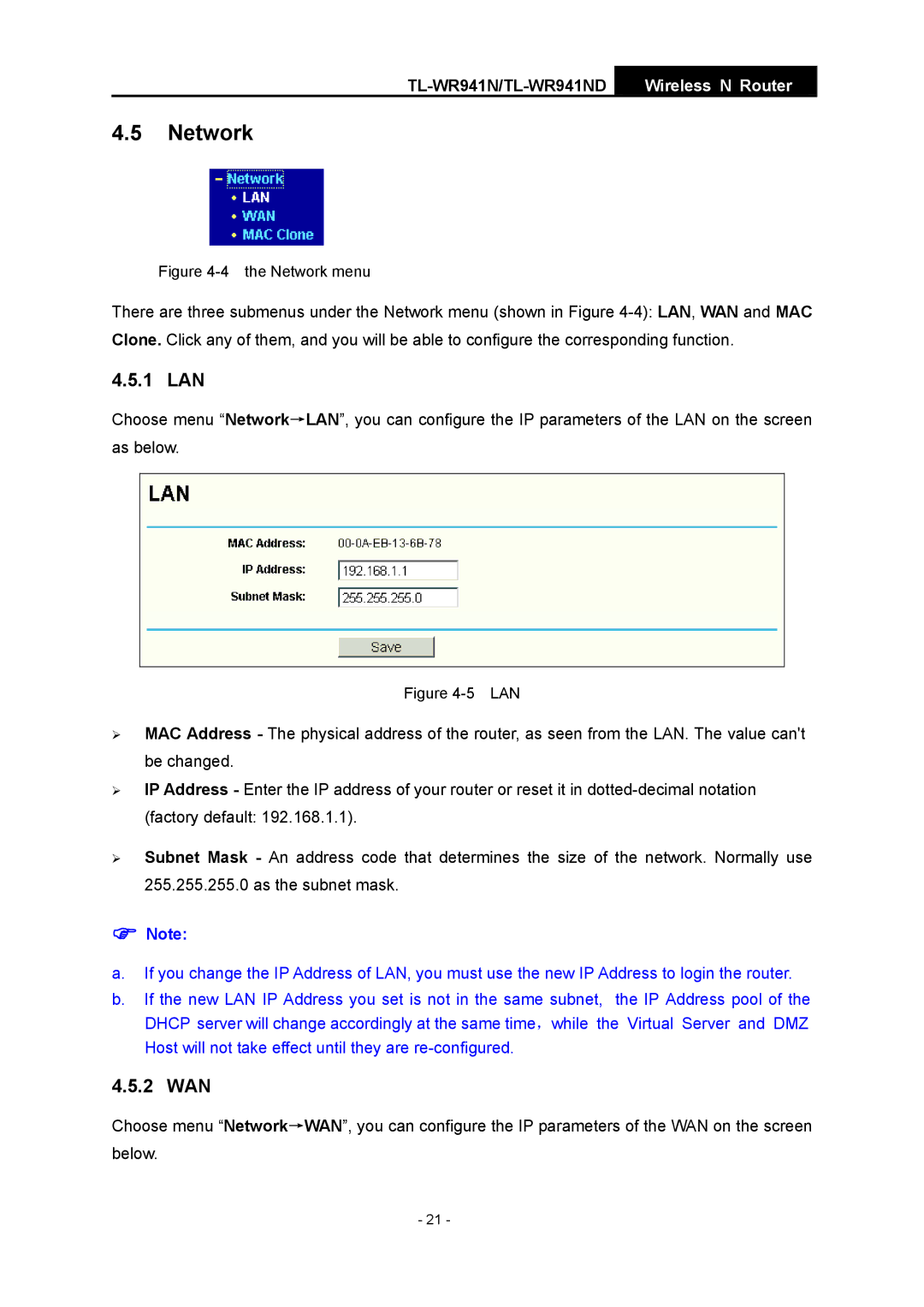 TP-Link TL-WR941ND manual Network, 1 LAN, 2 WAN 