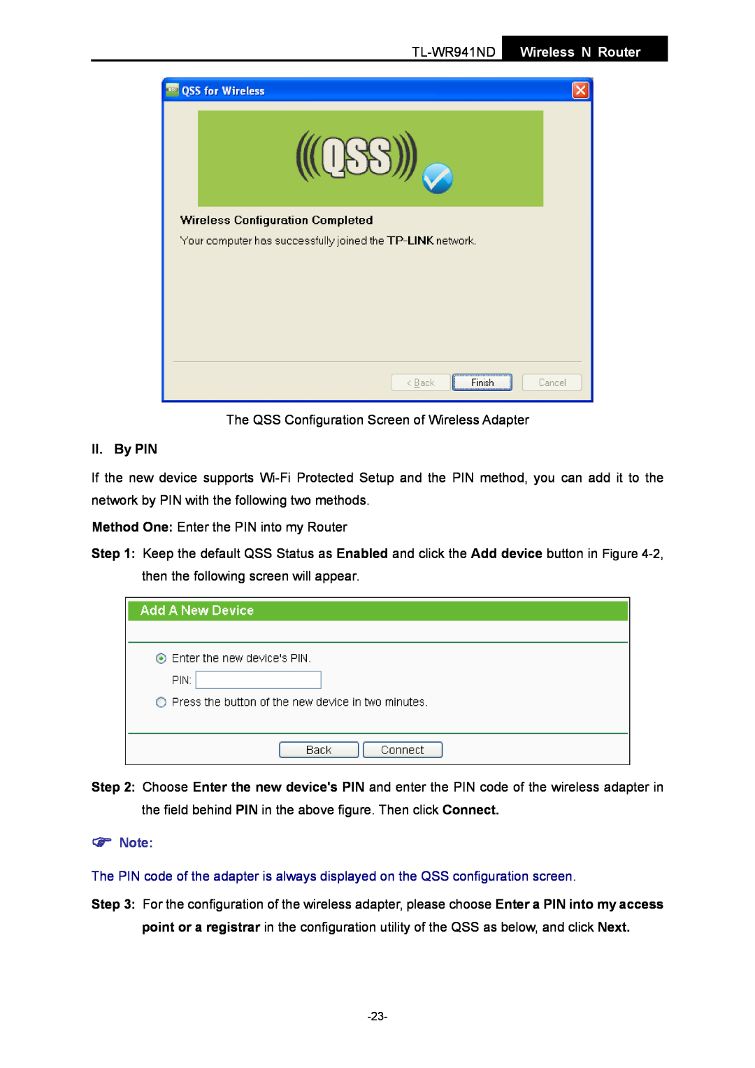 TP-Link manual II. By PIN, TL-WR941ND Wireless N Router 