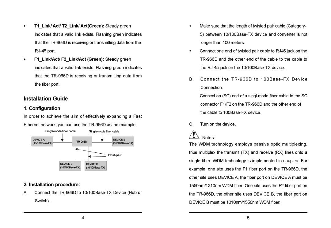 TP-Link TR-966D manual Installation Guide, Configuration, Installation procedure 