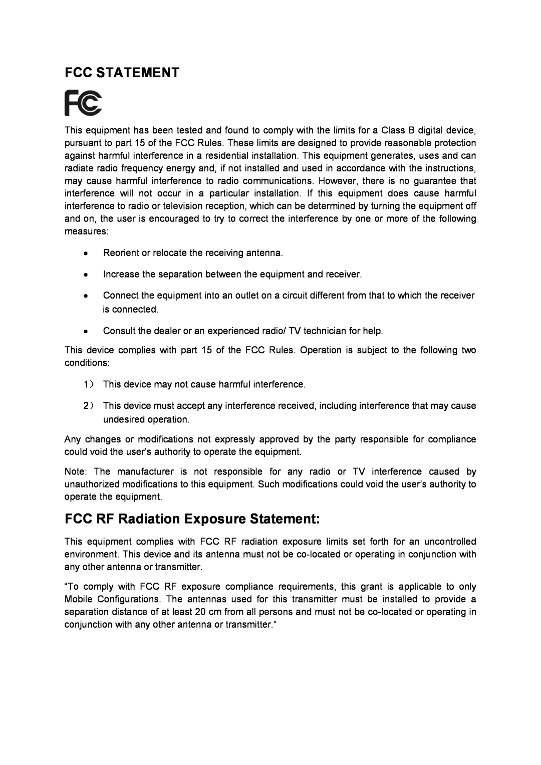 TP-Link WA-890EA manual Fcc Statement, FCC RF Radiation Exposure Statement 