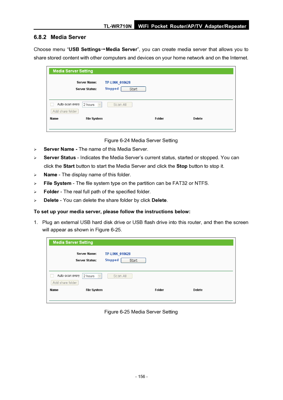 TP-Link WiFi Pocket Router/AP/TV Adapter/repeater manual Media Server Setting 