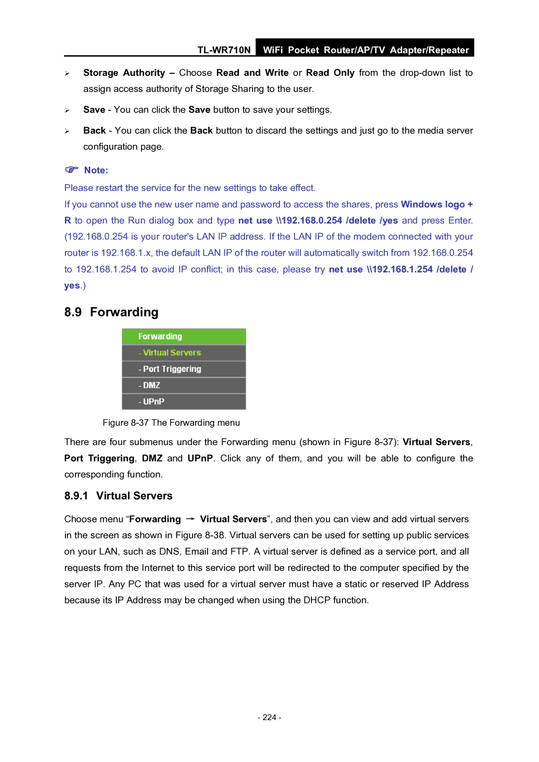 TP-Link WiFi Pocket Router/AP/TV Adapter/repeater manual The Forwarding menu 