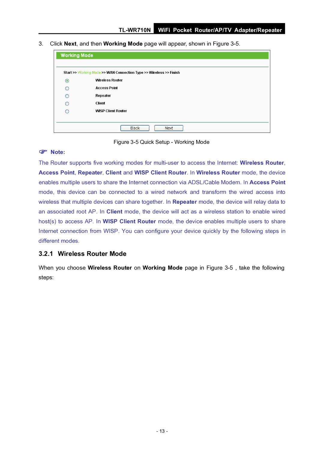 TP-Link WiFi Pocket Router/AP/TV Adapter/repeater manual Quick Setup Working Mode 