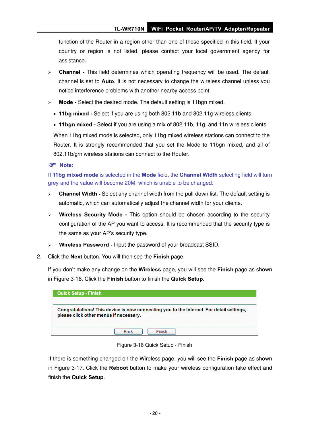 TP-Link WiFi Pocket Router/AP/TV Adapter/repeater manual Quick Setup Finish 