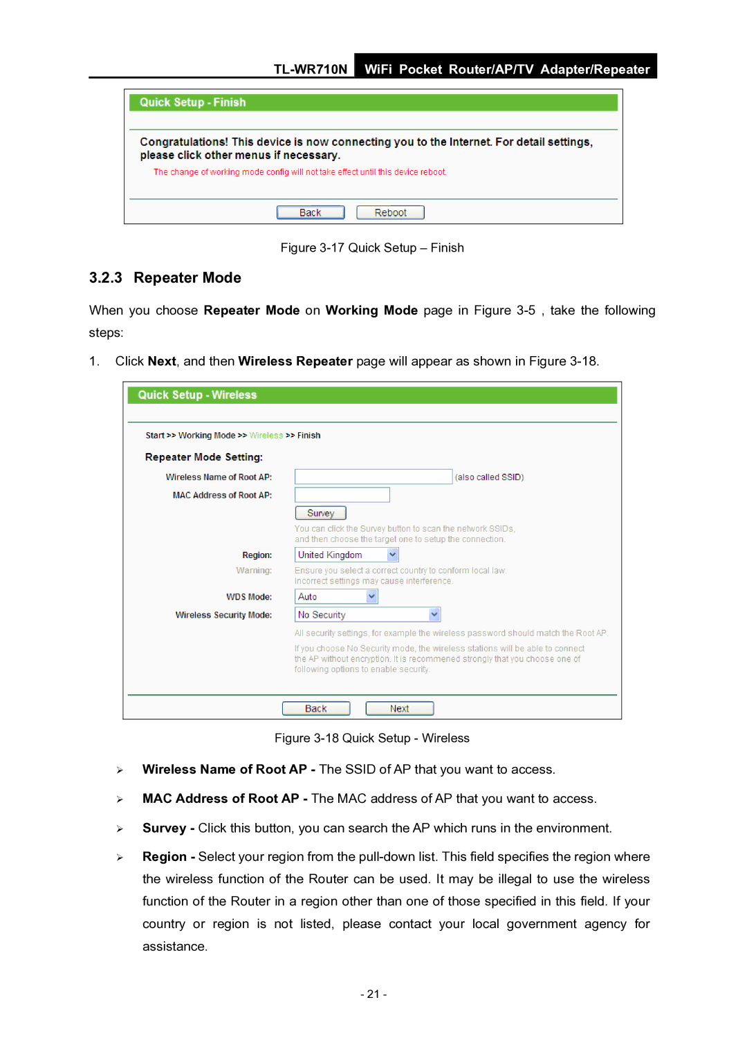 TP-Link WiFi Pocket Router/AP/TV Adapter/repeater manual Quick Setup Finish 