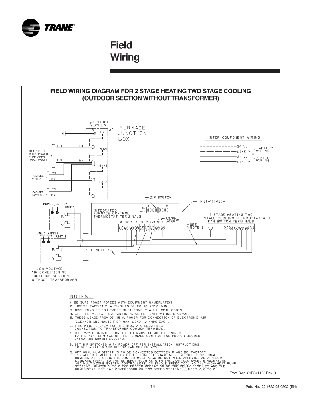 Trane 120R9V, XV 90, 100 manual From Dwg B341128 Rev Pub. No -1682-05-0802 EN 