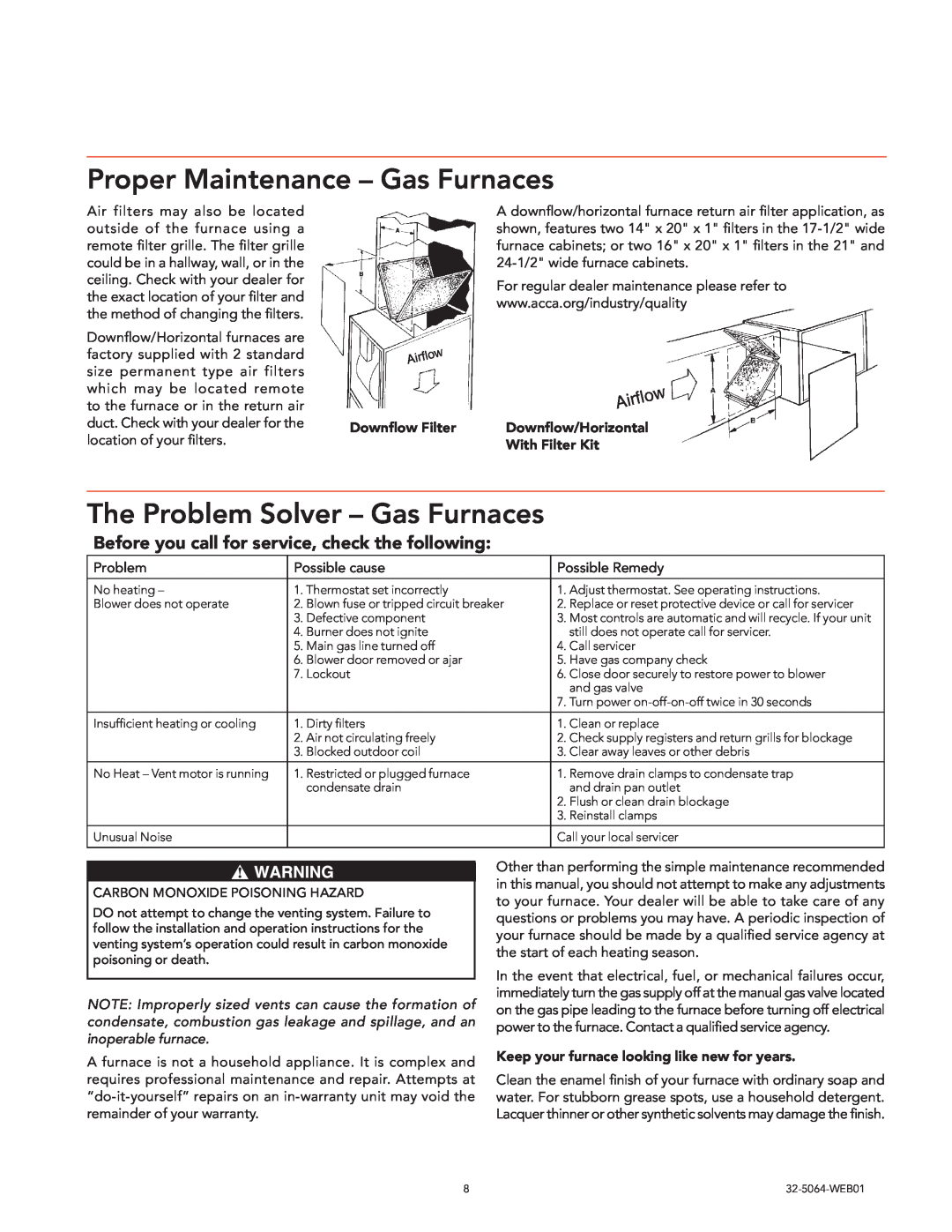 Trane 32-5064-WEB01 The Problem Solver - Gas Furnaces, Downflow Filter, Downflow/Horizontal, With Filter Kit, Airflow 