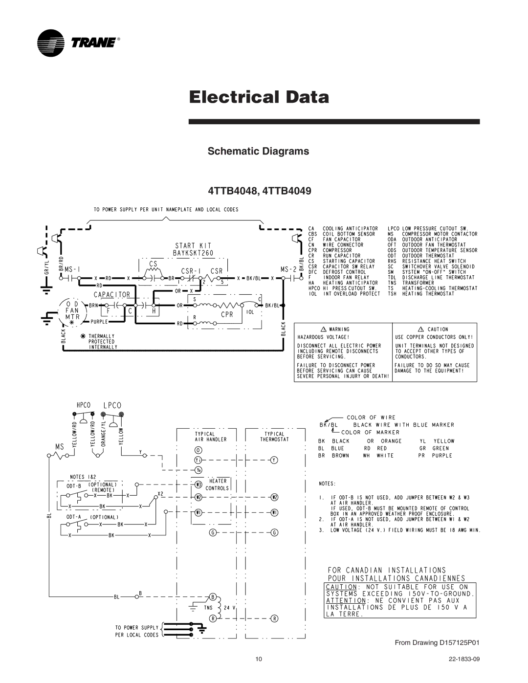 Trane manual Schematic Diagrams 4TTB4048, 4TTB4049 