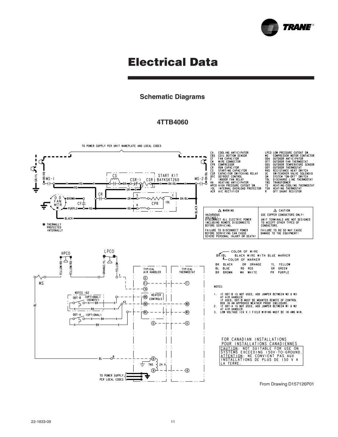 Trane manual Schematic Diagrams 4TTB4060 