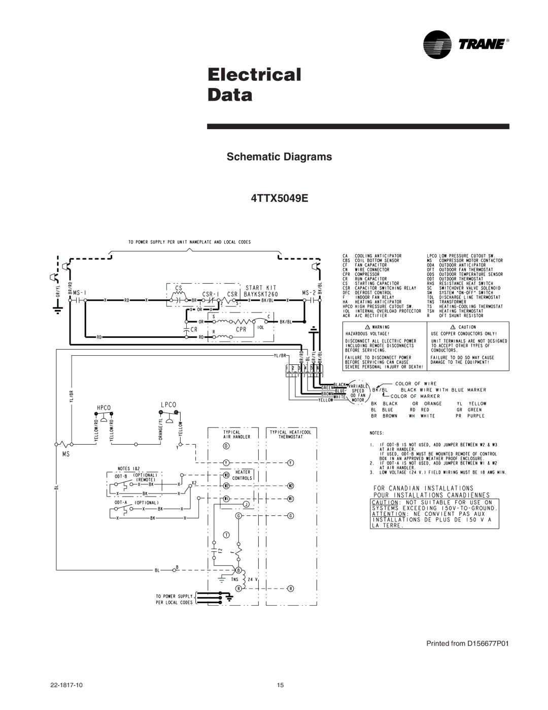 Trane 4TTX5061E, 4TTX5060A1, 4TTX5036A1, 4TTX5042A1, 4TTX5030A1, 4TTX5024A1, 4TTX5018A1 manual Schematic Diagrams 4TTX5049E 