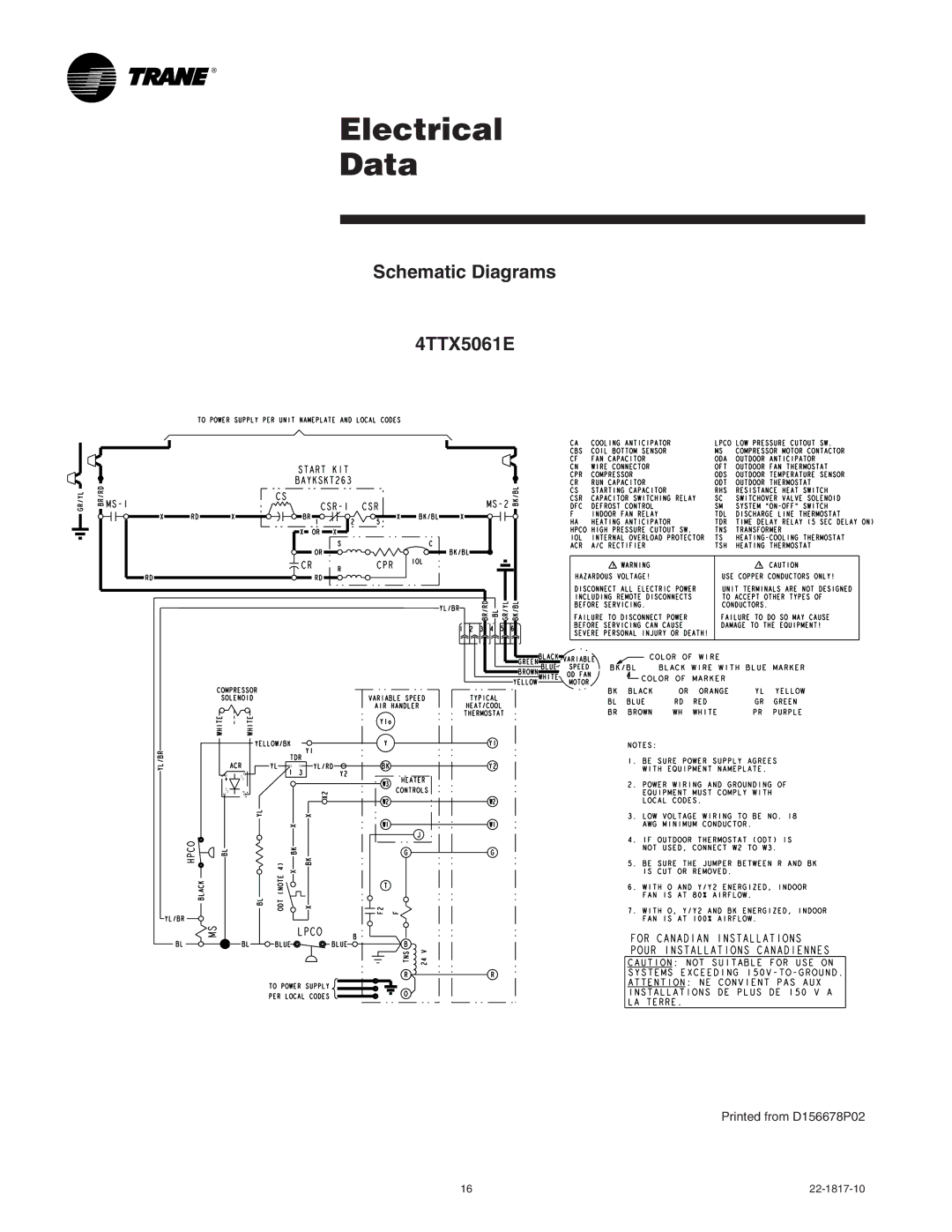 Trane 4TTX5030A1, 4TTX5060A1, 4TTX5036A1, 4TTX5042A1, 4TTX5024A1, 4TTX5018A1, 4TTX5049E1 manual Schematic Diagrams 4TTX5061E 