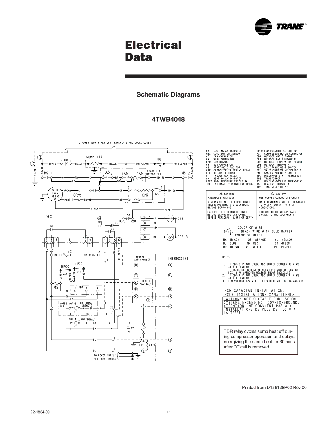 Trane manual Schematic Diagrams 4TWB4048 