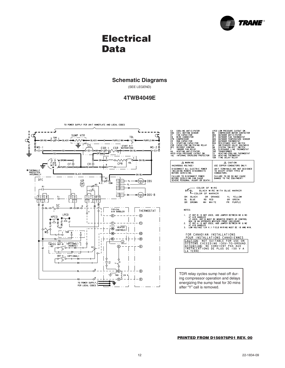 Trane manual Schematic Diagrams, 4TWB4049E 