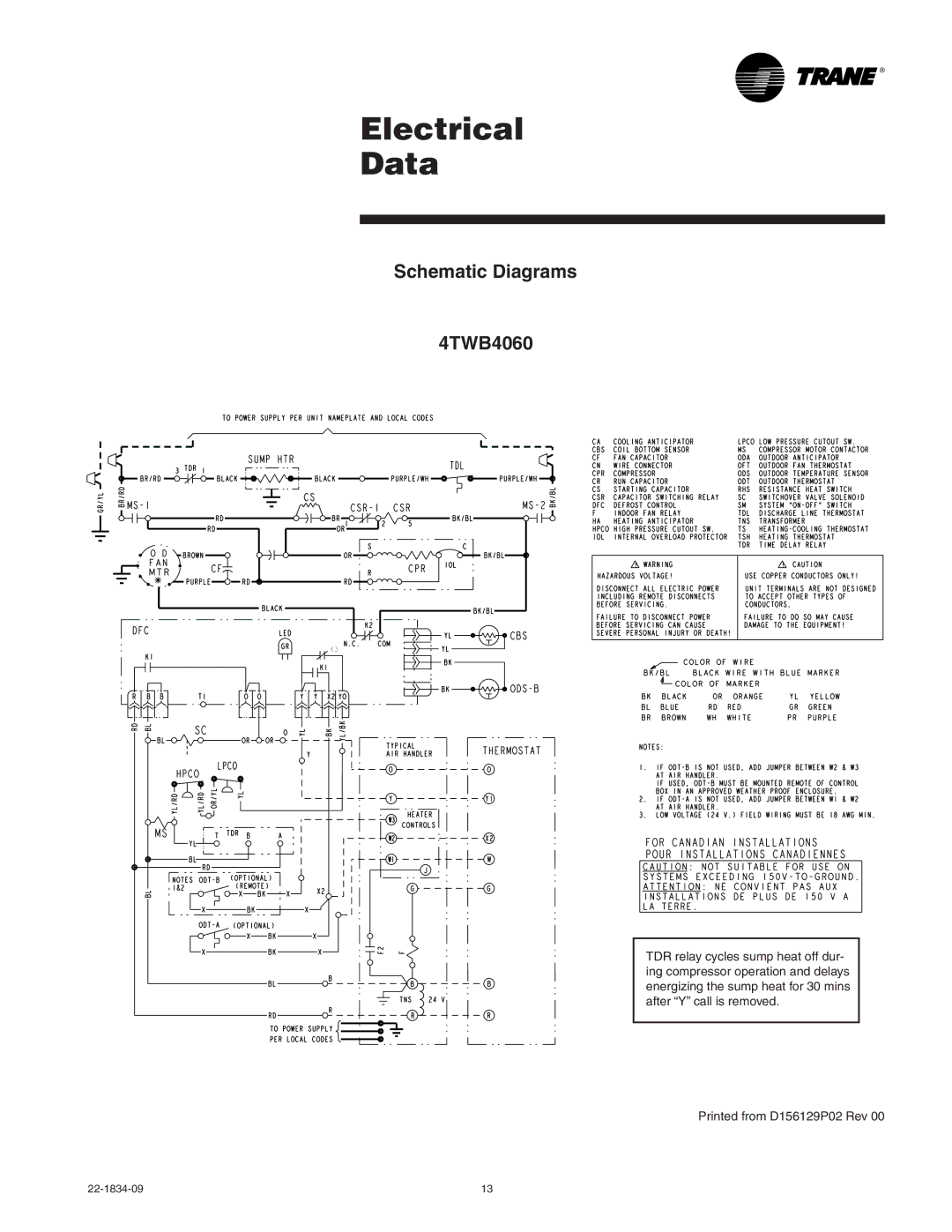 Trane manual Schematic Diagrams 4TWB4060 