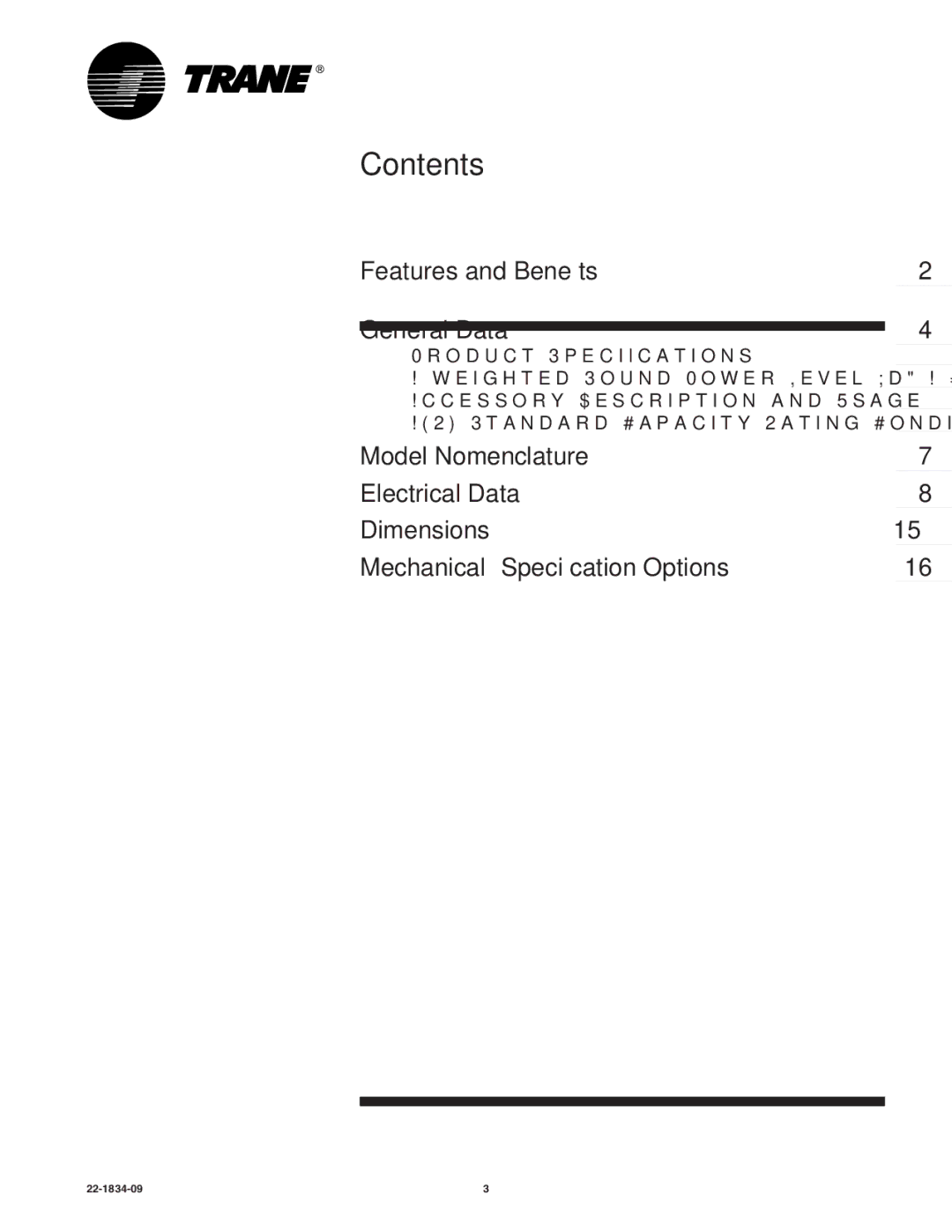 Trane 4TWB4 manual Contents 