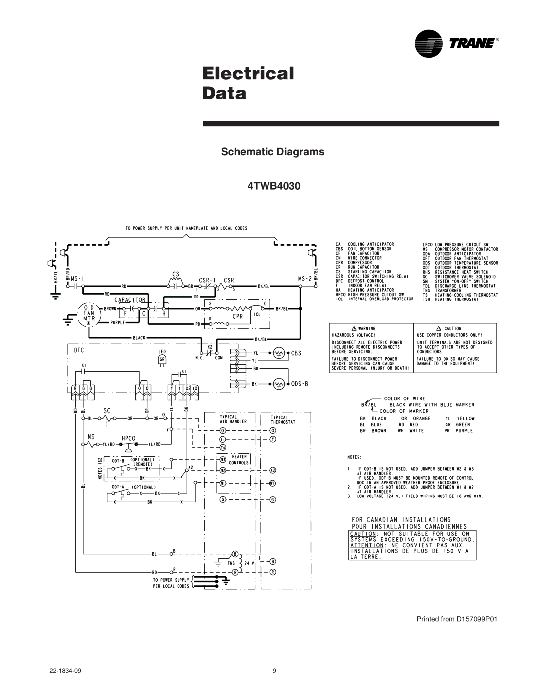 Trane manual Schematic Diagrams 4TWB4030 