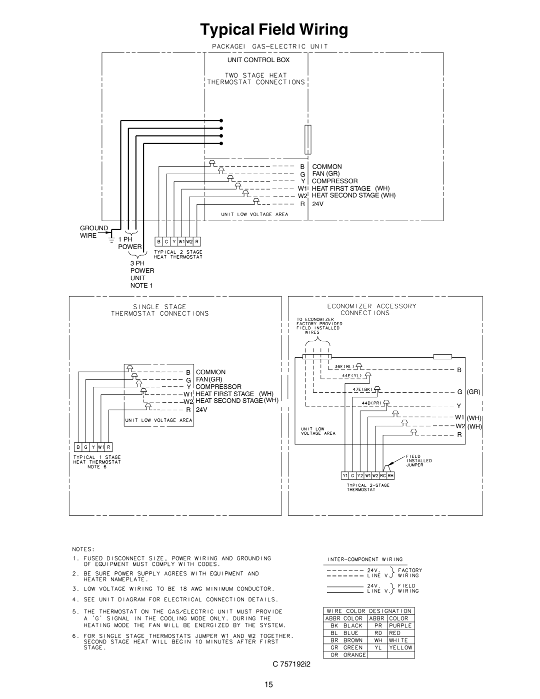 Trane 4YCY4024A, 4YCY4060A manual Typical Field Wiring 