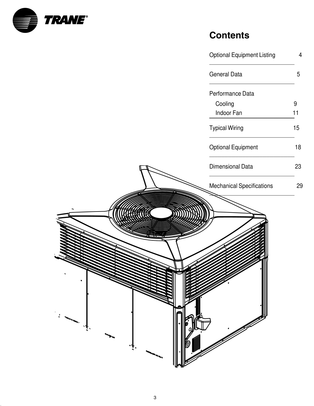 Trane 4YCY4024A, 4YCY4060A manual Contents 