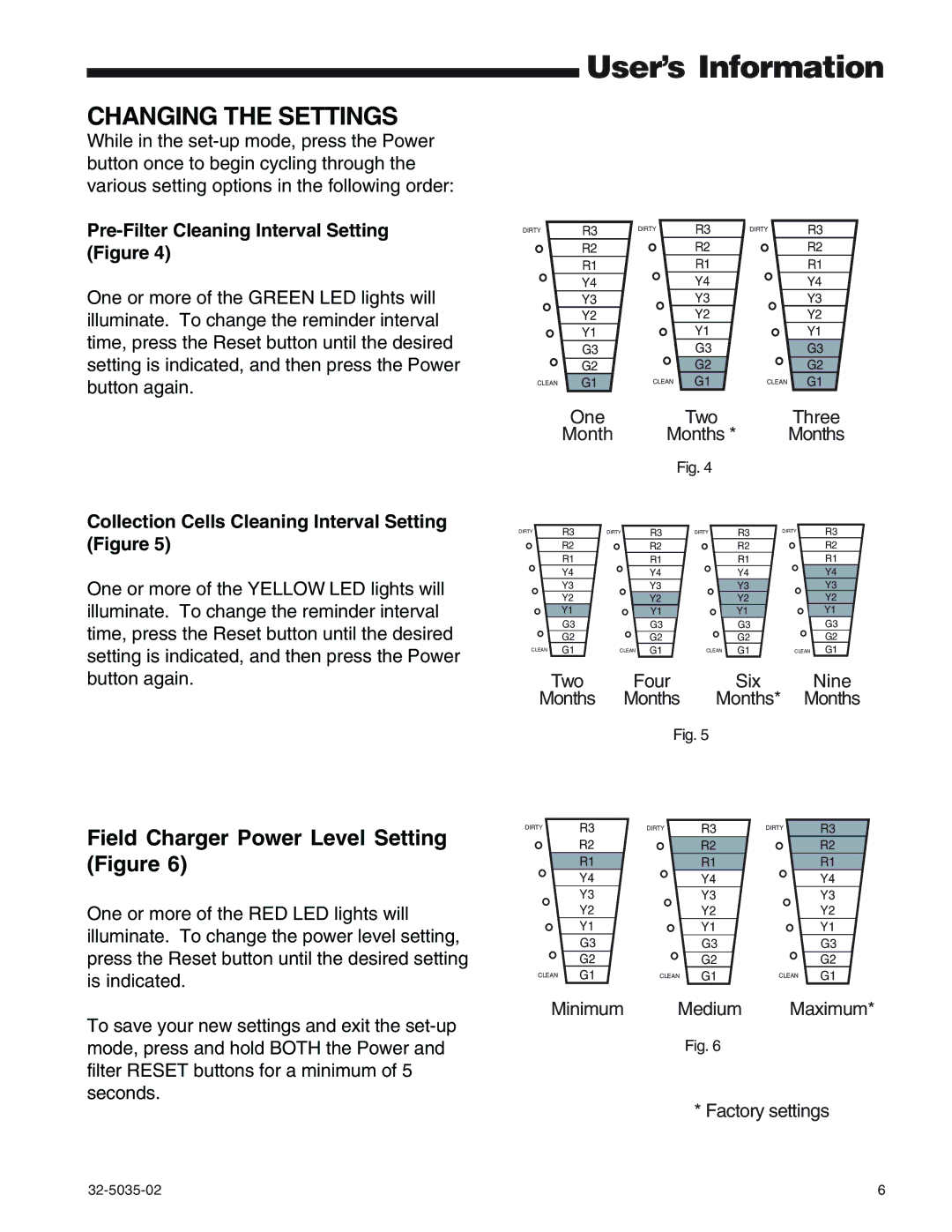 Trane Air Filtration System manual Changing the Settings, Field Charger Power Level Setting Figure 