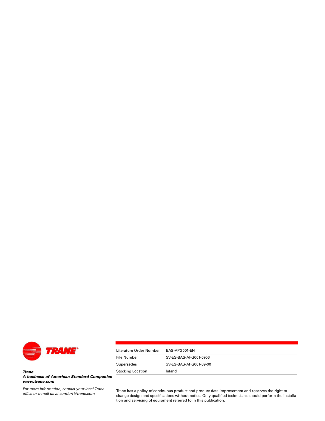 Trane BAS-APG001-EN, Engineered Smoke Control System for Tracer Summit manual Trane 