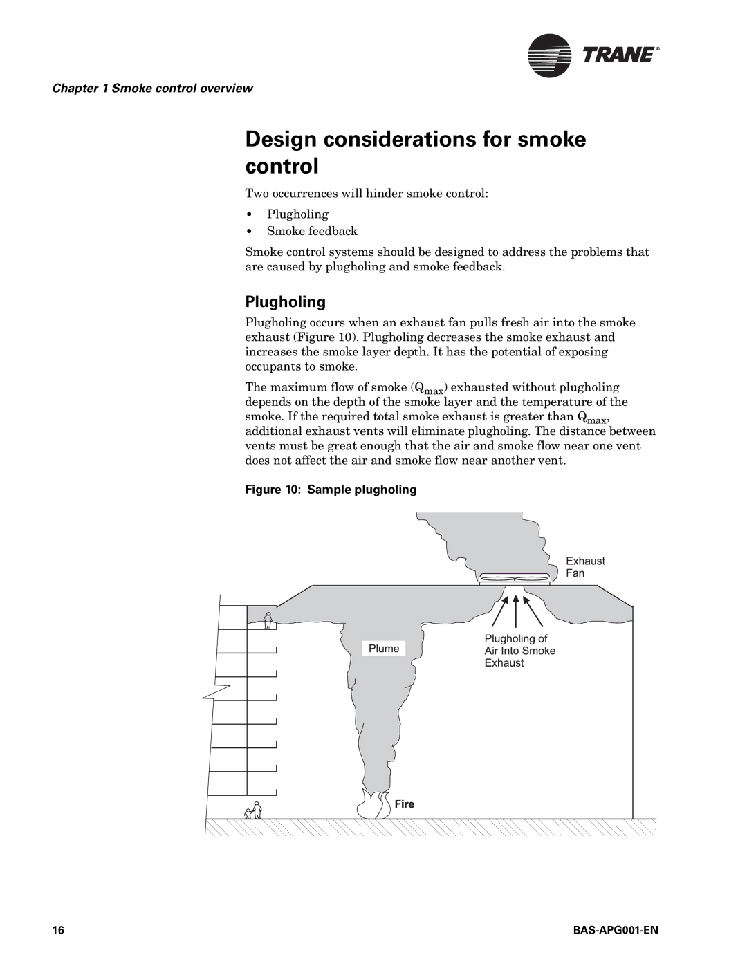 Trane BAS-APG001-EN, Engineered Smoke Control System for Tracer Summit Design considerations for smoke control, Plugholing 