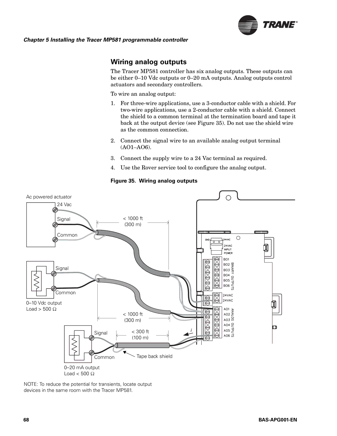 Trane BAS-APG001-EN, Engineered Smoke Control System for Tracer Summit manual Wiring analog outputs 