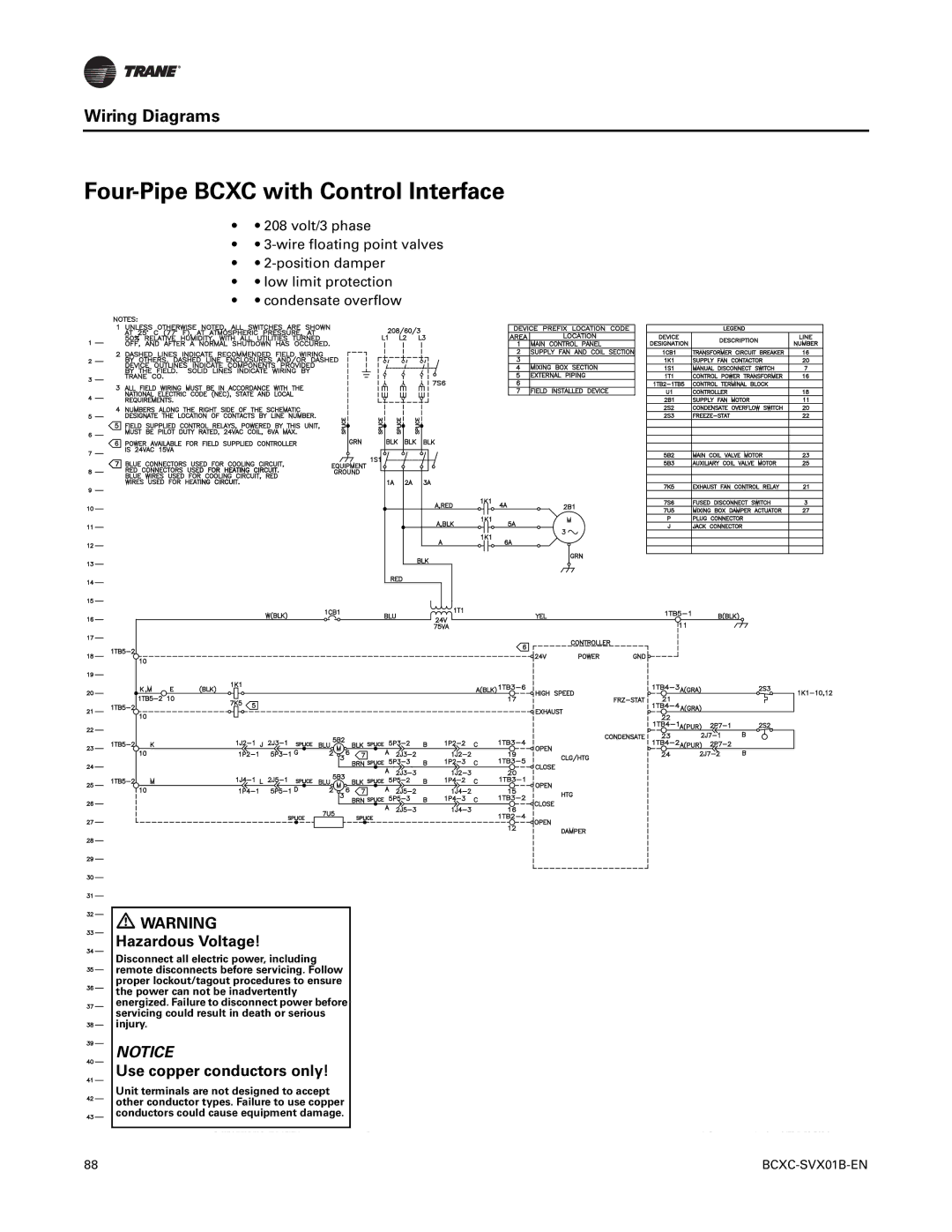 Trane BCHC, BCVC, BCXC-SVX01B-EN manual Four-Pipe Bcxc with Control Interface 