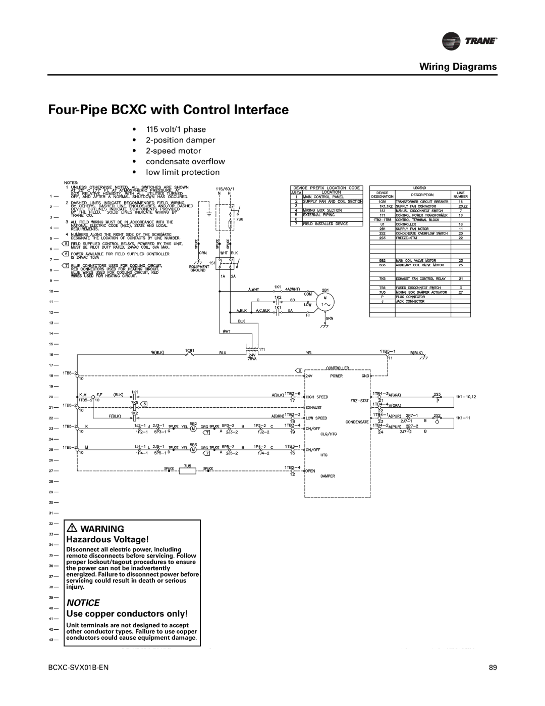 Trane BCXC-SVX01B-EN, BCVC, BCHC manual Four-Pipe Bcxc with Control Interface 