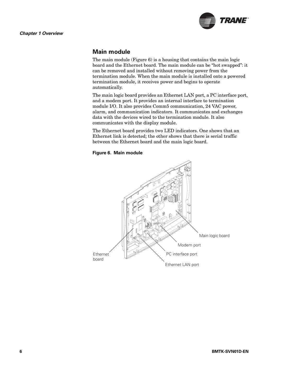 Trane BMTK-SVN01D-EN, Building Automation System manual Main module 