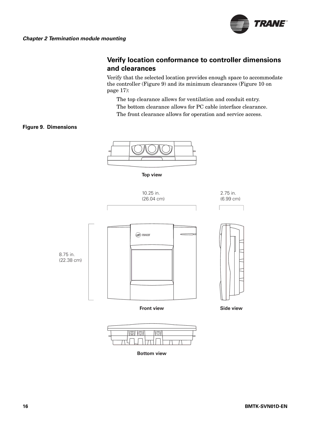 Trane BMTK-SVN01D-EN, Building Automation System manual Termination module mounting 