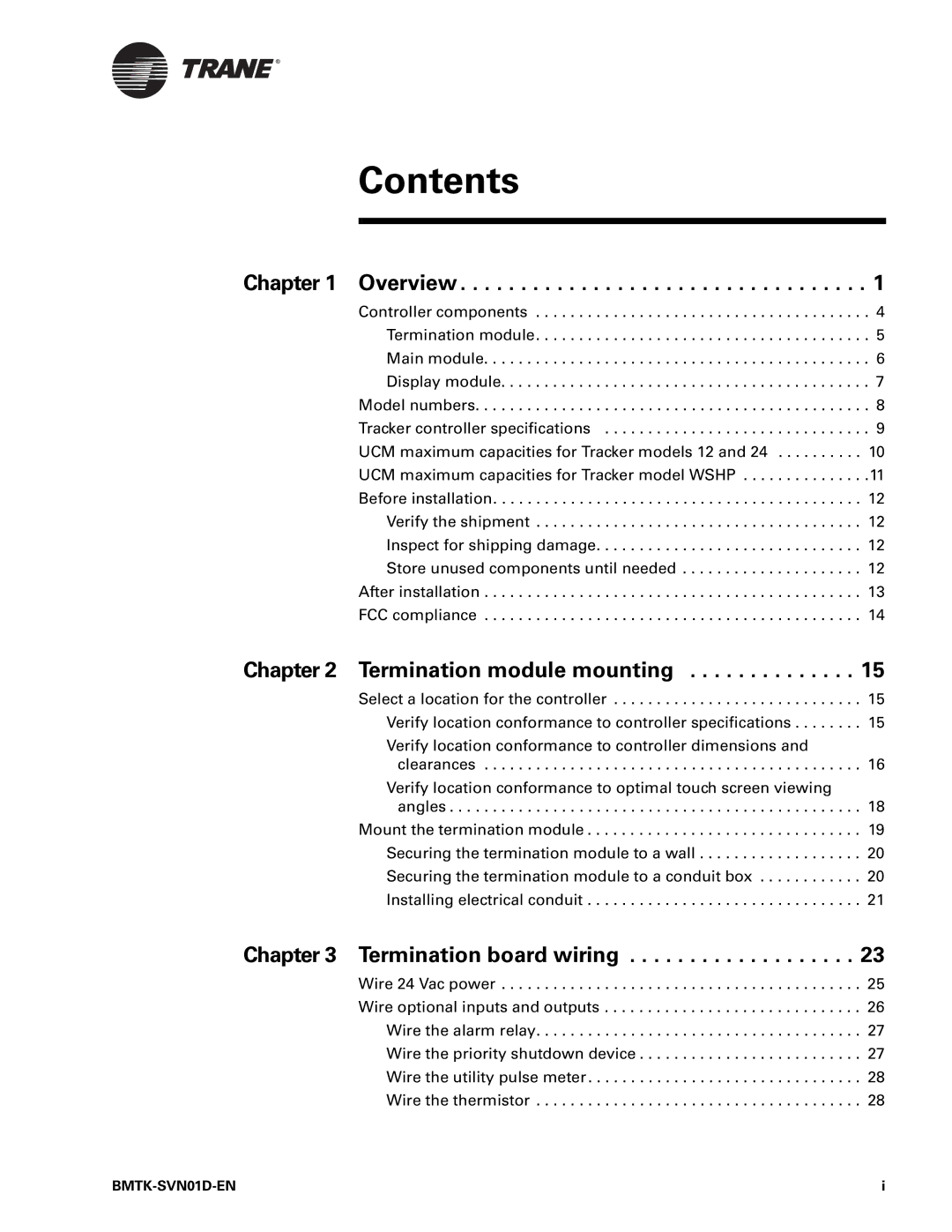 Trane Building Automation System, BMTK-SVN01D-EN manual Contents 