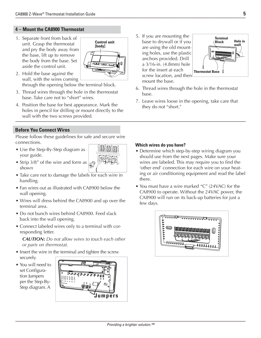 Trane manual Mount the CA8900 Thermostat, Before You Connect Wires, Which wires do you have? 