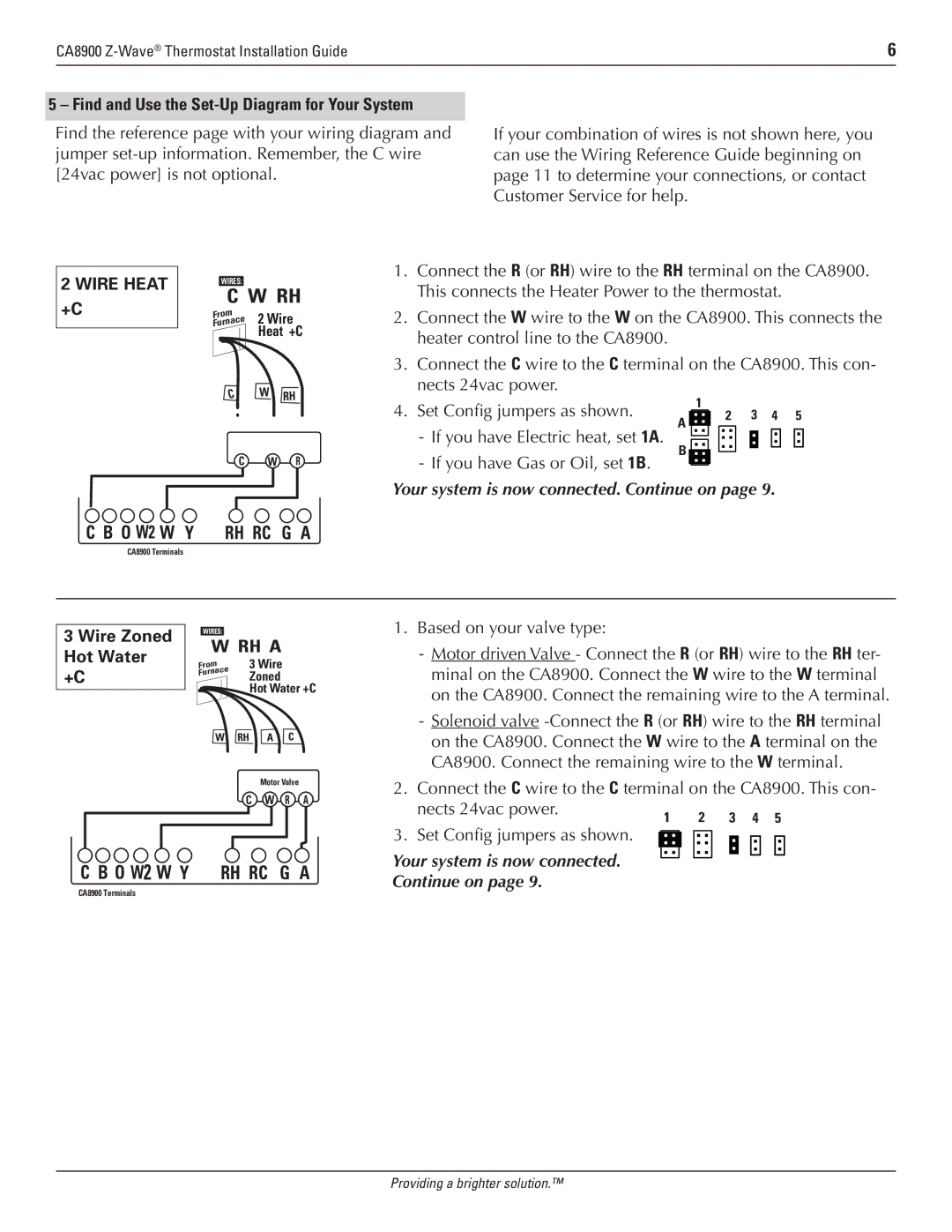 Trane CA8900 manual Find and Use the Set-Up Diagram for Your System, Wire Zoned Hot Water +C, Nects 24vac power 