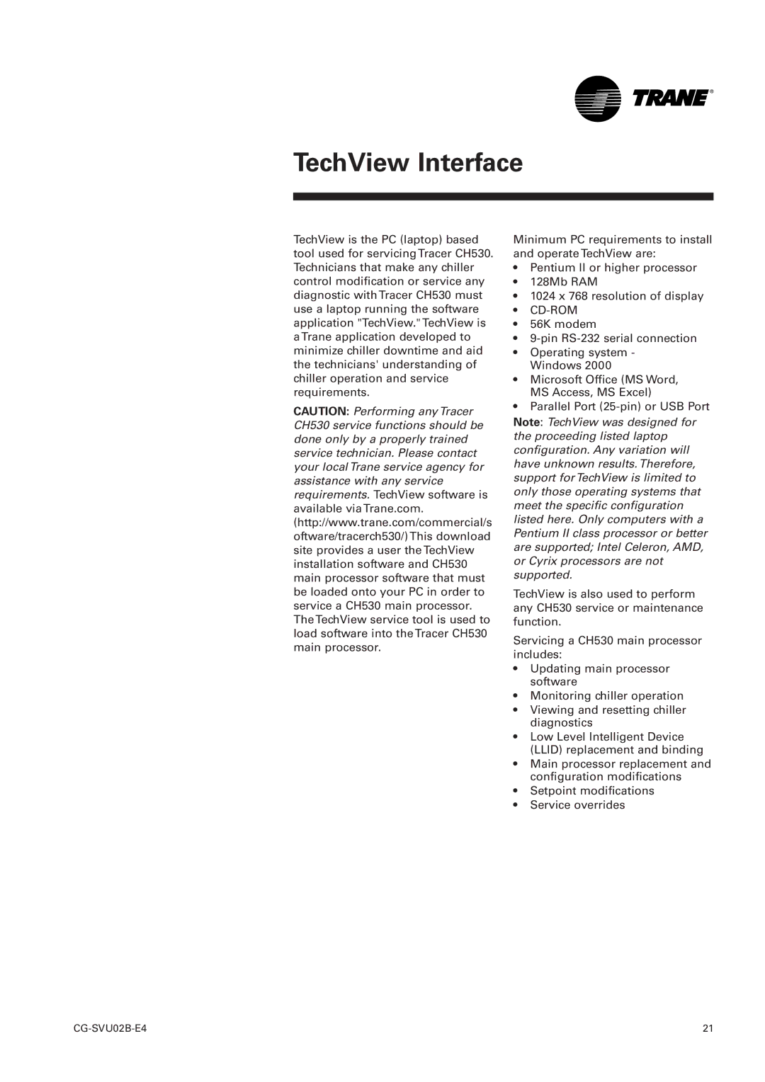 Trane CGAN 209-214, CCUN 205-211, CH530, CGWN 205-211 manual TechView Interface, Cd-Rom 