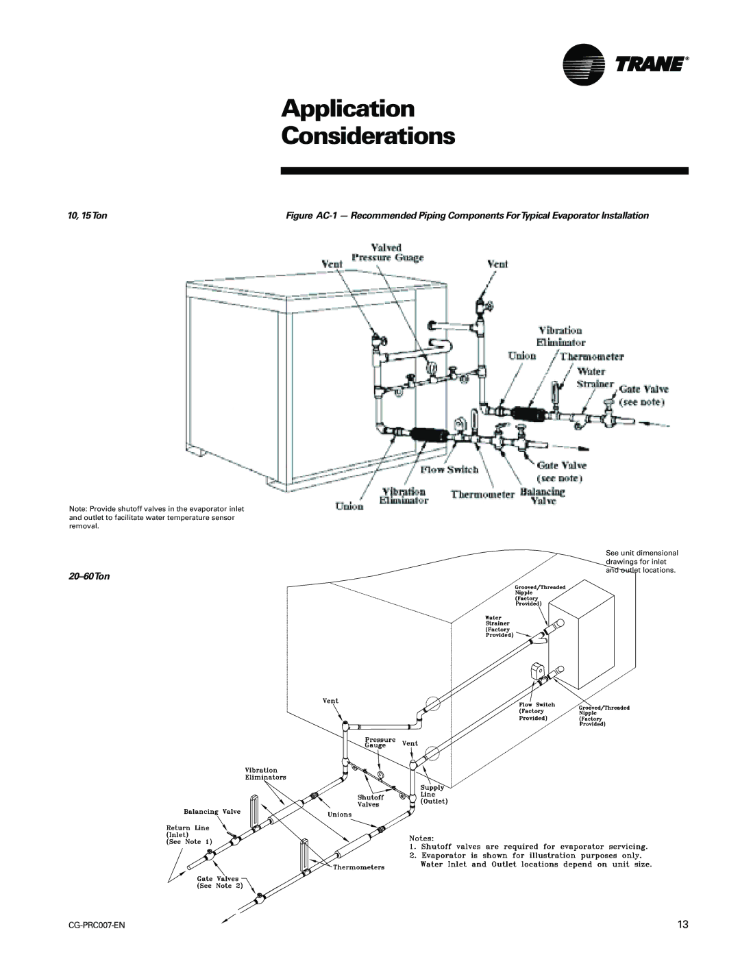 Trane CG-PRC007-EN manual Application Considerations, 10, 15Ton, 20-60Ton 