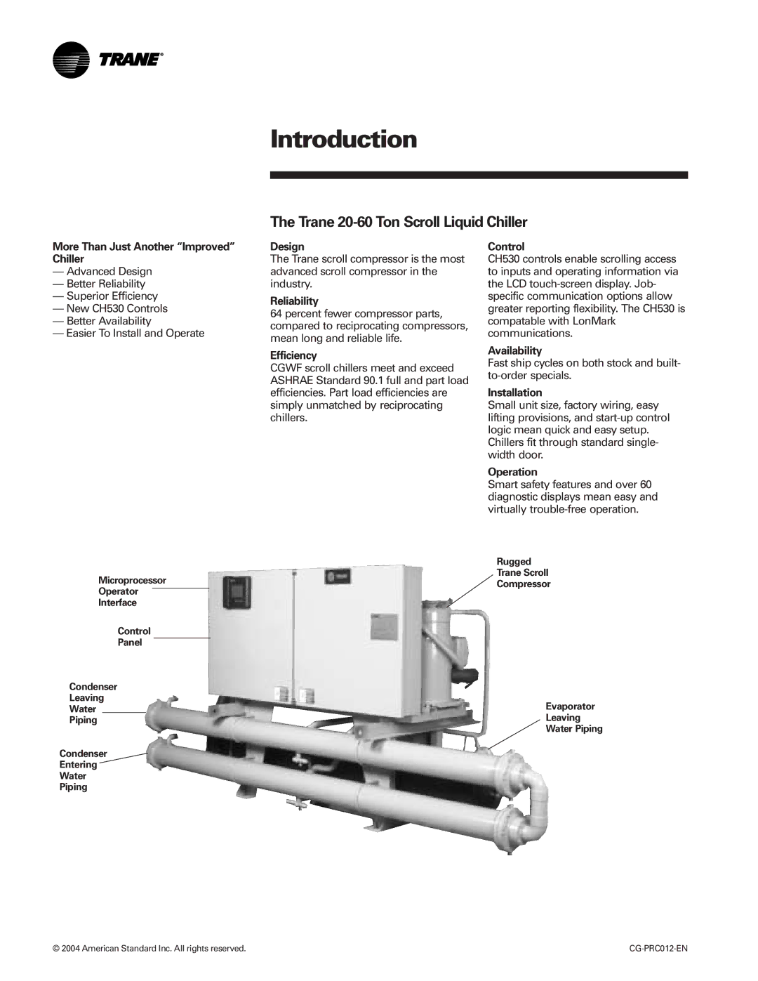 Trane CGWF, CCAF manual Introduction 