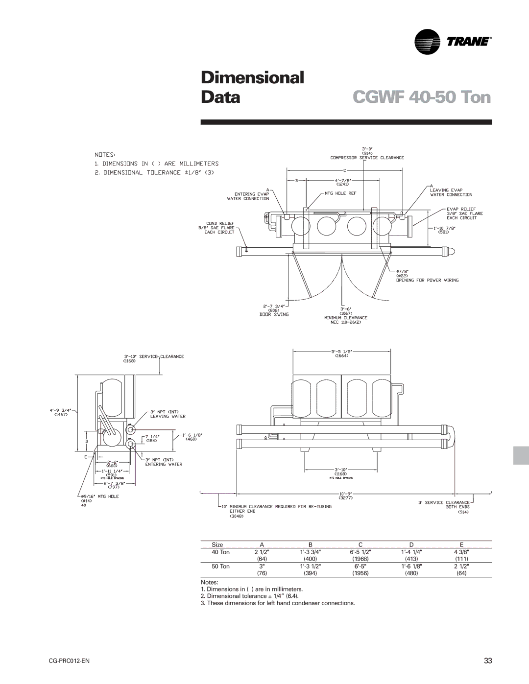 Trane CCAF, CGWF manual Cgwf 40-50 Ton 