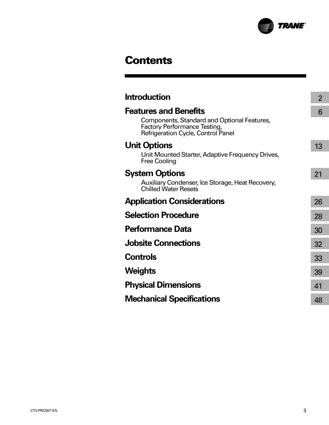 Trane ctv-prc007-en manual Contents 