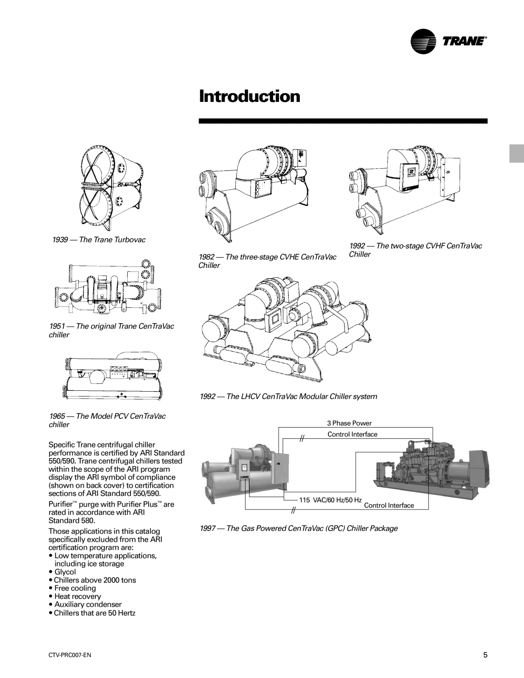 Trane ctv-prc007-en manual Introduction, Lhcv CenTraVac Modular Chiller system 