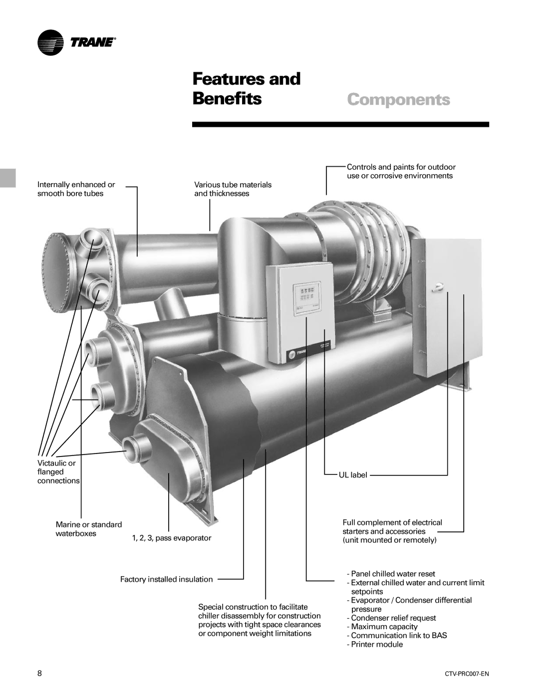 Trane ctv-prc007-en manual Features, Benefits Components 