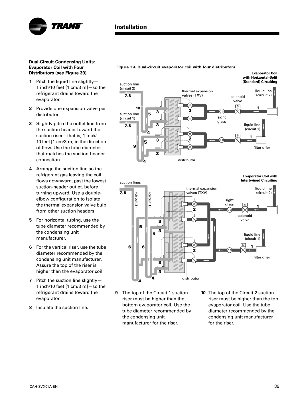 Trane Custom Climate Changer Air Handlers, CAH-SVX01A-EN manual Dual-circuit evaporator coil with four distributors 