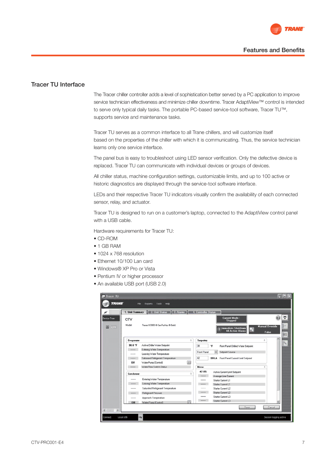 Trane CVGF manual Features and Beneﬁts Tracer TU Interface, Cd-Rom 