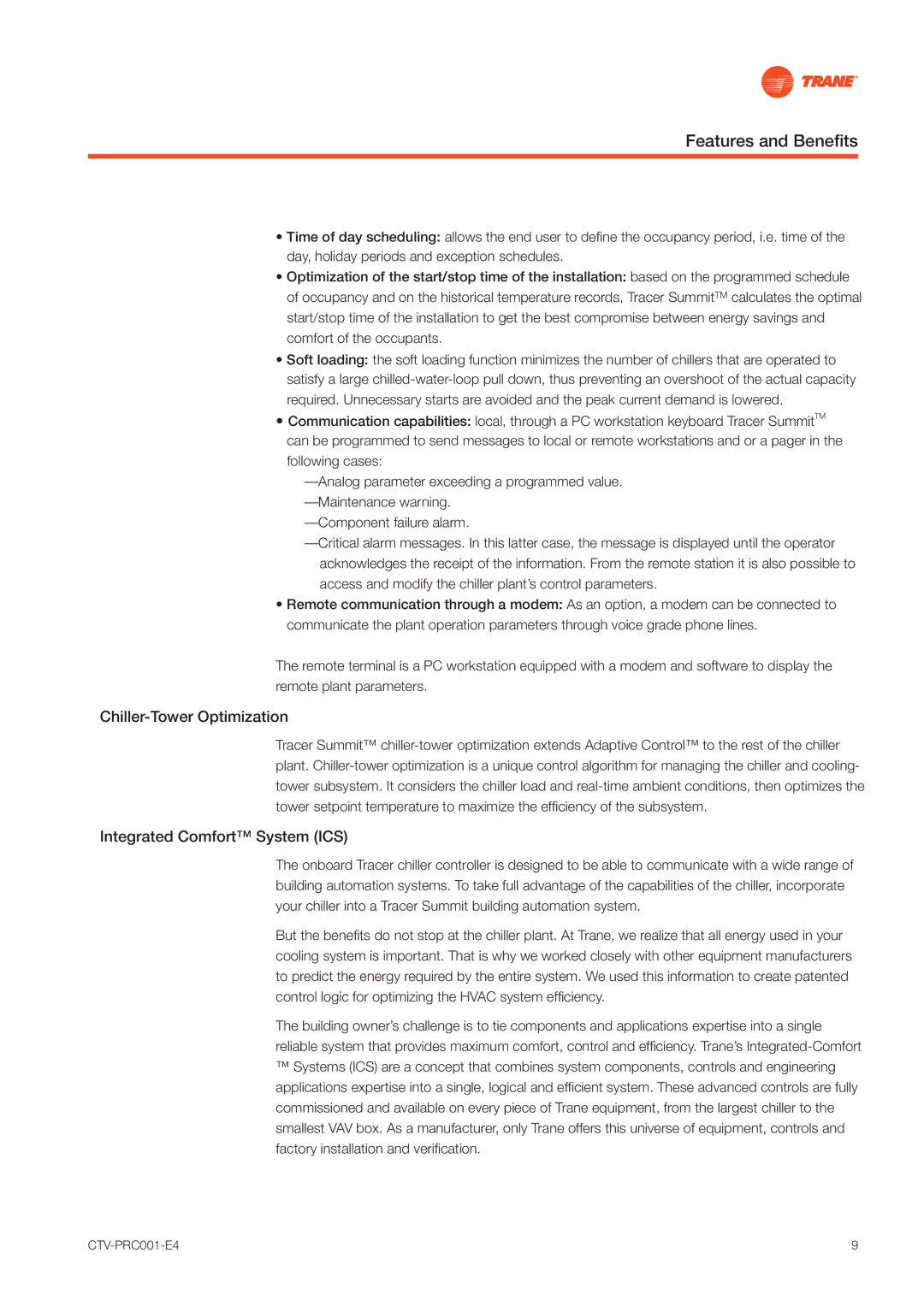 Trane CVGF manual Chiller-Tower Optimization, Integrated Comfort System ICS 