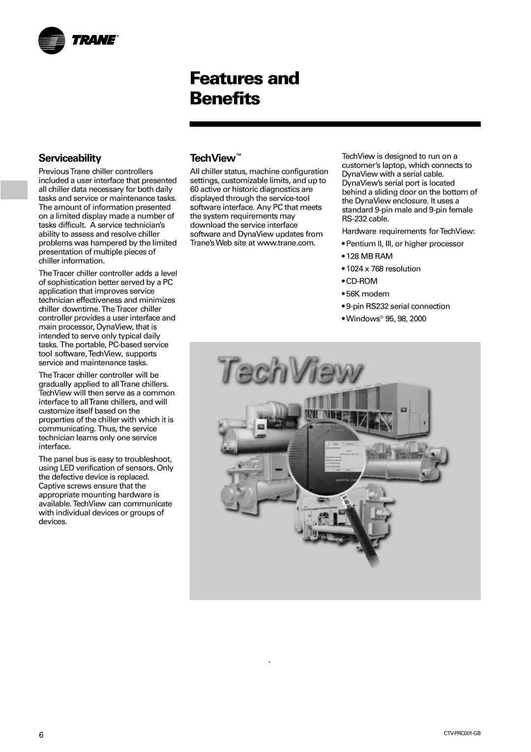 Trane CVGF manual Serviceability, TechView 