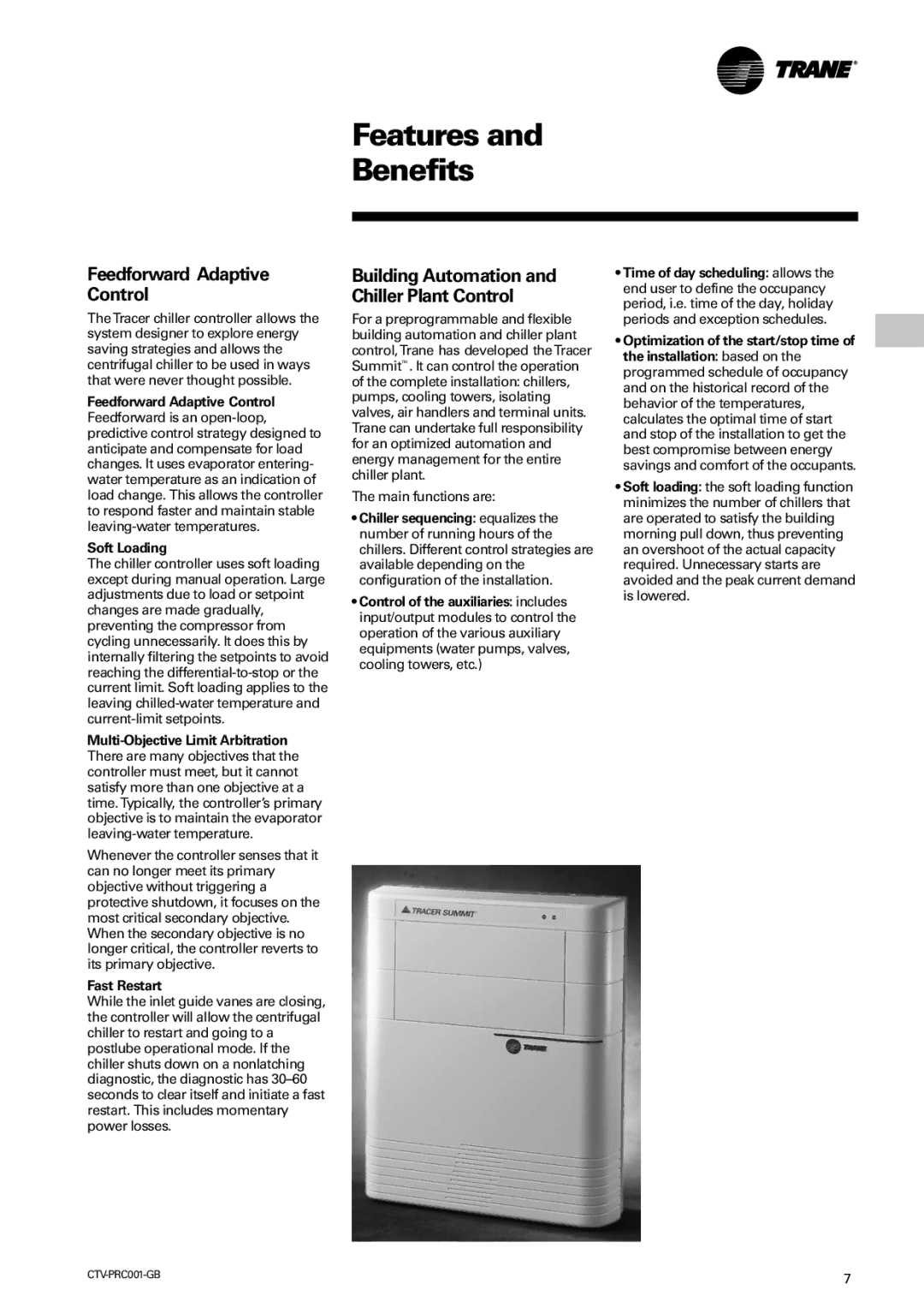 Trane CVGF manual Feedforward Adaptive Control, Soft Loading, Fast Restart 