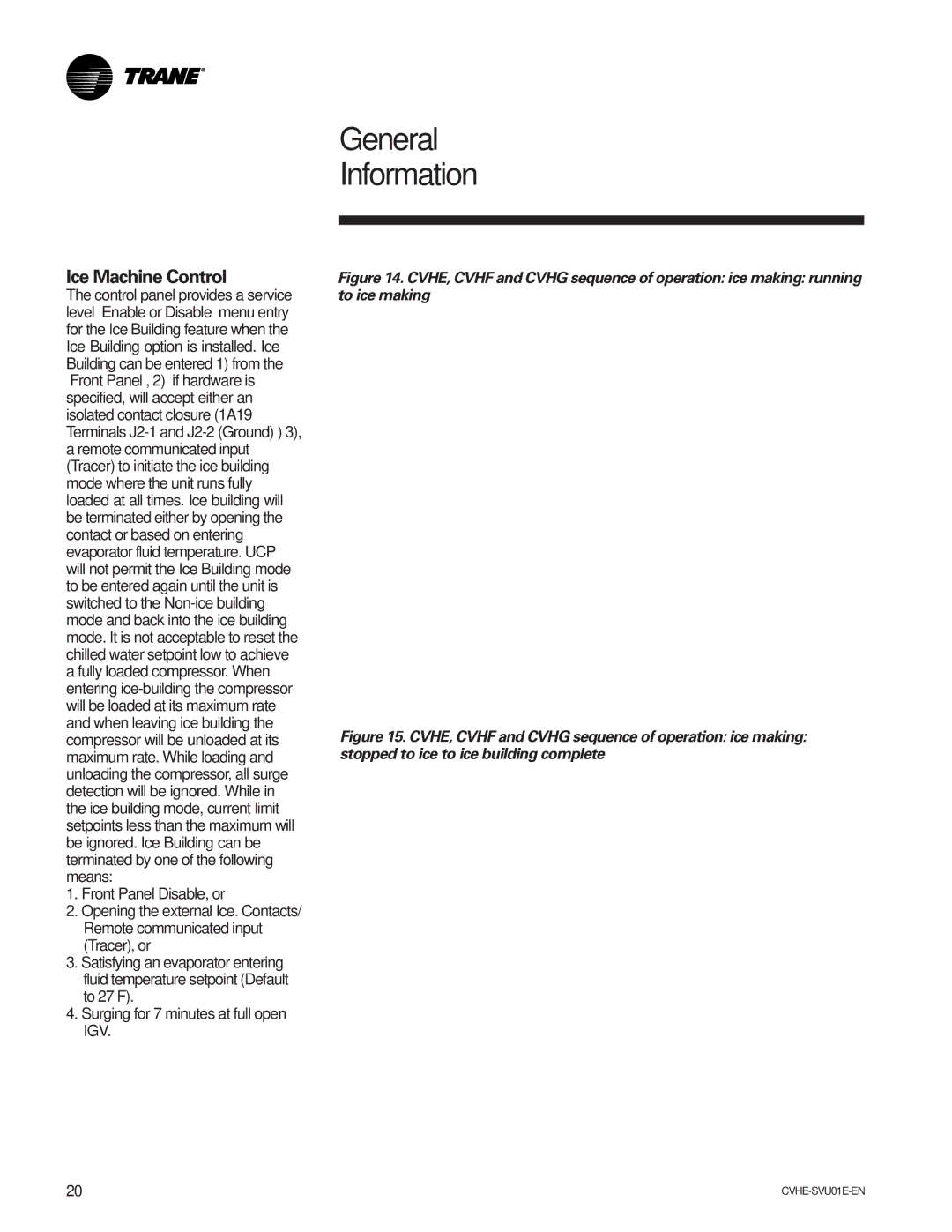 Trane CVHE-SVU01E-ENX39640712050 manual Ice Machine Control 