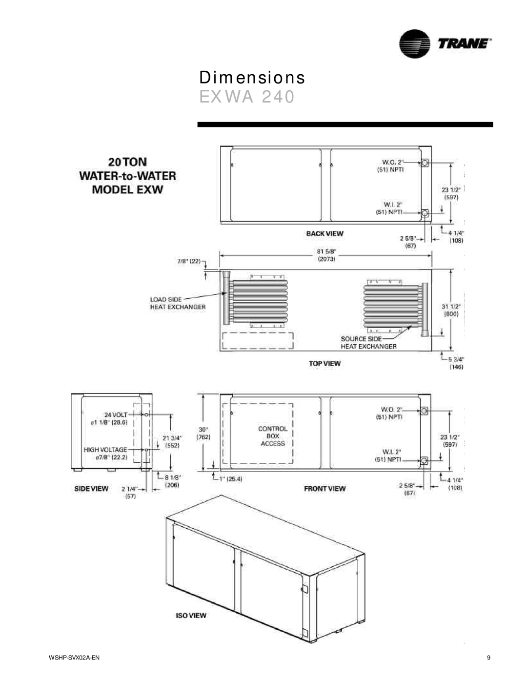 Trane EXWA, WPWD, GSWD manual Exwa 