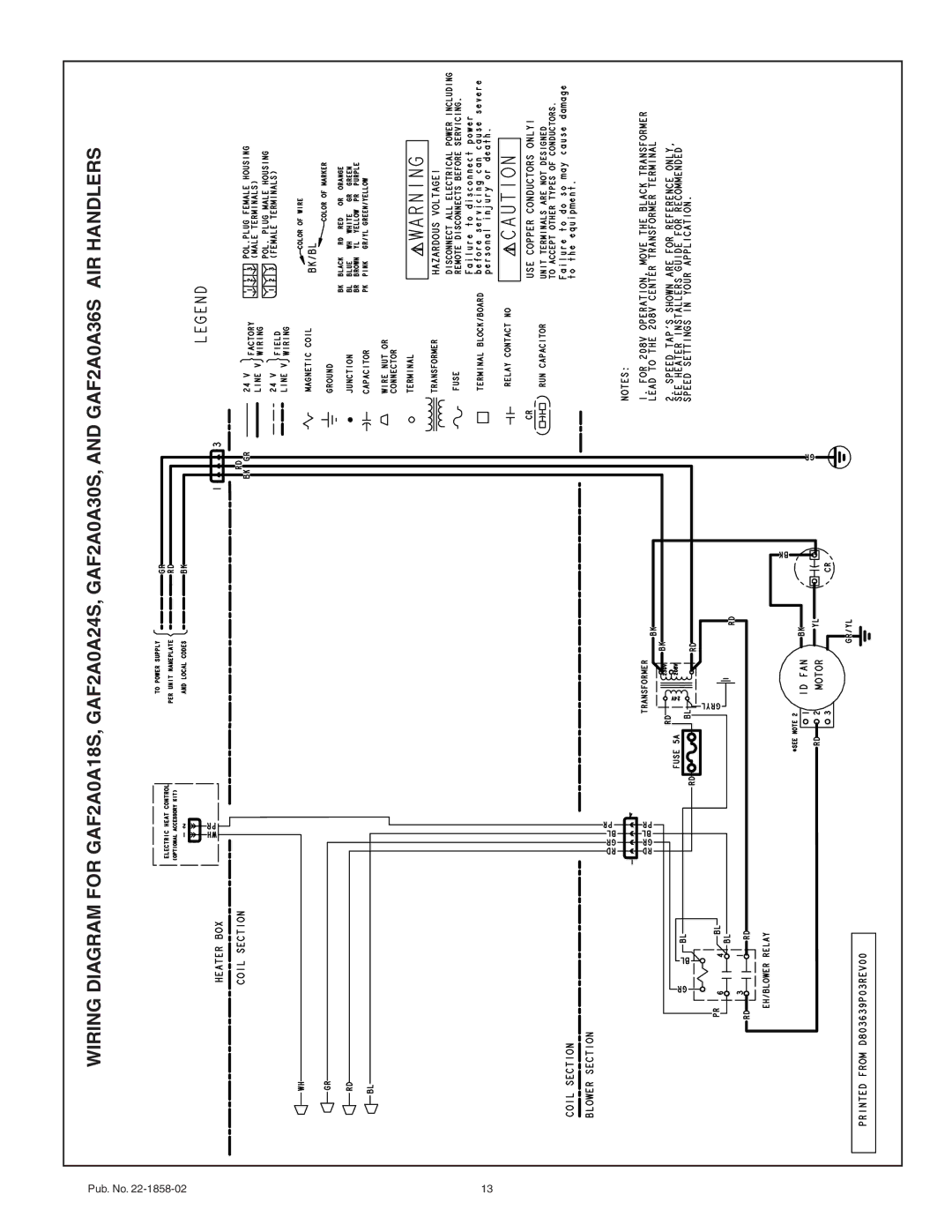 Trane GAF2A0A30S21SA, GAF2A0A24S21SA, GAF2A0A36S31SA manual Pub. No 